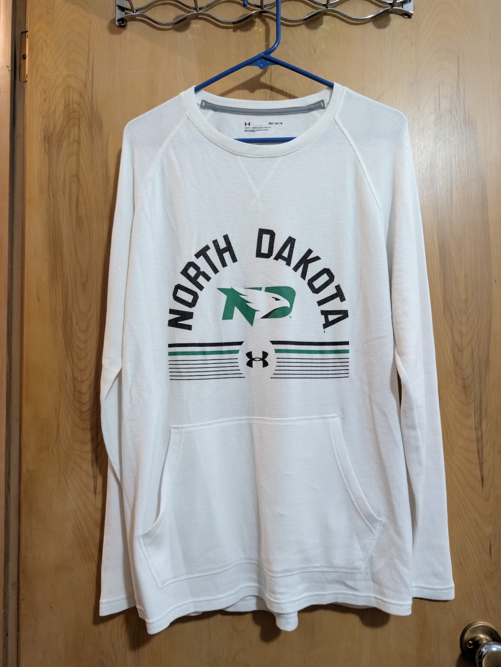 Under Armour White North Dakota Long-Sleeve Performance Top with Green Logo